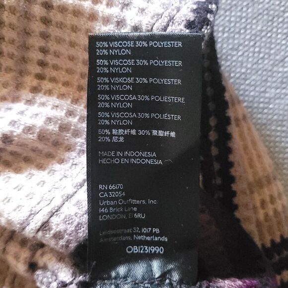 BDG Bunny Striped Thermal Waffle Knit Quarter Zip Long Sleeve Crop Top Purple M - Picture 9 of 12